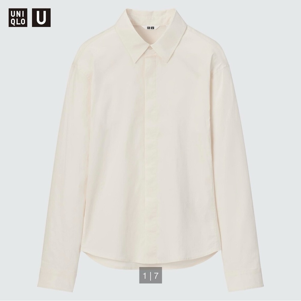 Uniqlo U Women’s Stretch Long-Sleeve Shirt in off-white, size Medium